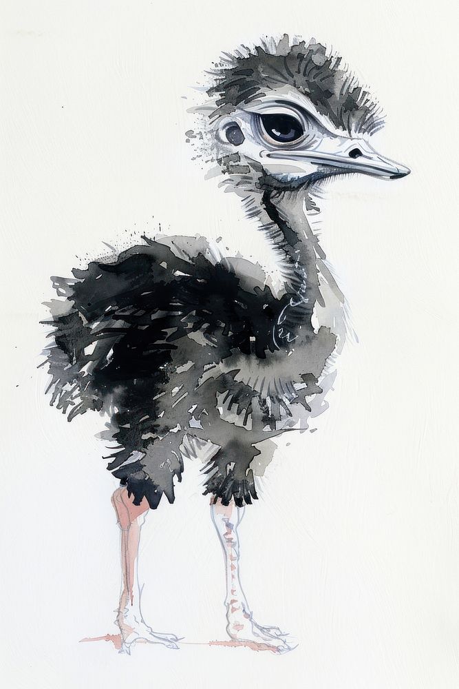 Monochromatic baby ostrich animal bird creativity.