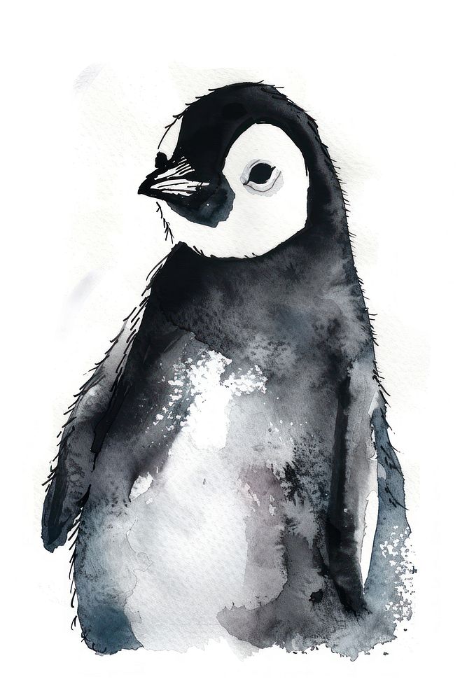 Monochromatic baby penguin animal bird wildlife.