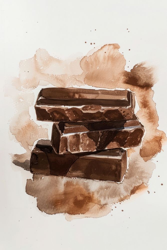 Monochromatic chocolate bar dessert confectionery drawing.