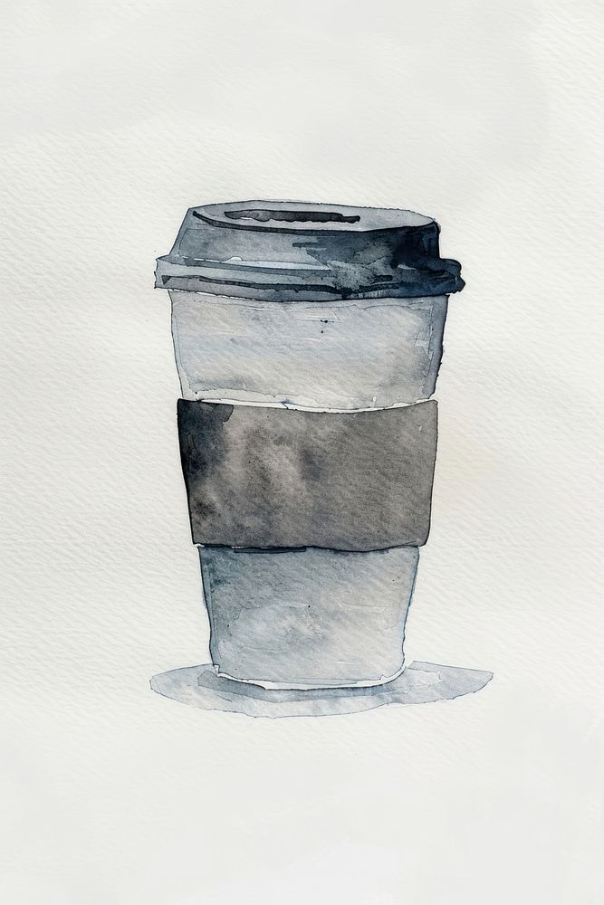 Monochromatic paper coffee cup drawing sketch art.