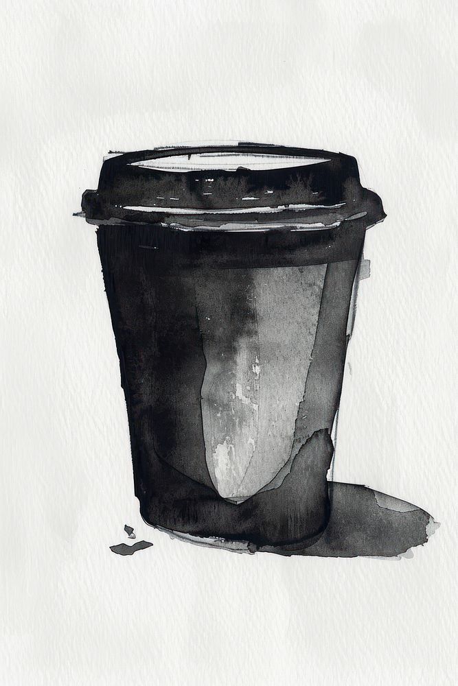 Monochromatic paper coffee cup refreshment flowerpot letterbox.