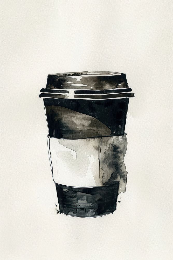 Monochromatic paper coffee cup mug refreshment disposable.