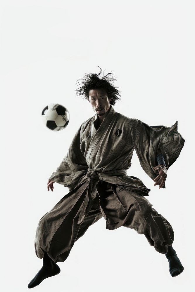 Japanese man playing soccer portrait football sports.