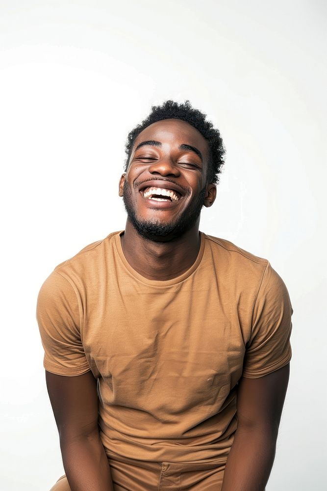 Joyful african american man portrait laughing adult.