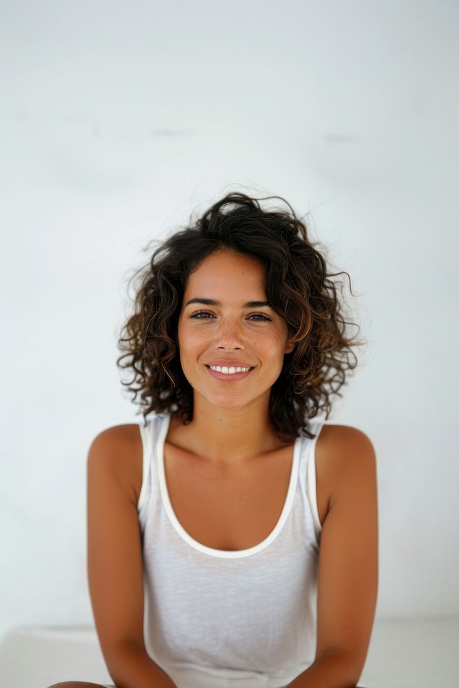 Joyful Latina brazilian woman portrait smile adult.