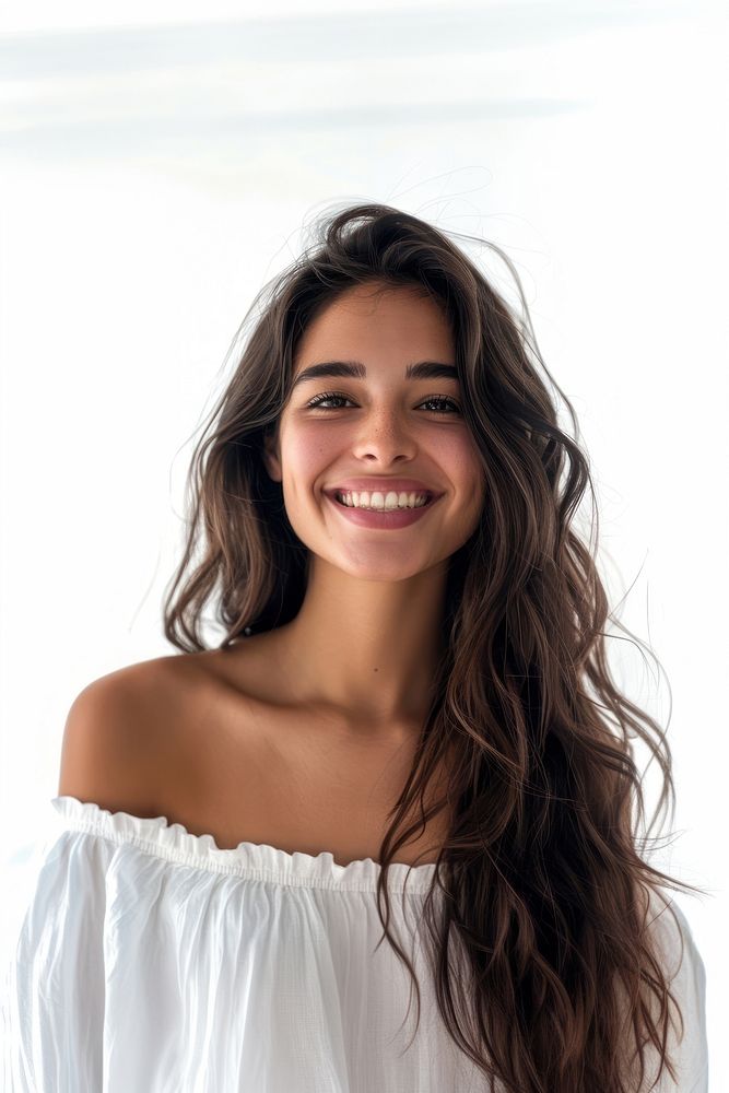 Joyful Latina brazilian woman portrait smile adult.
