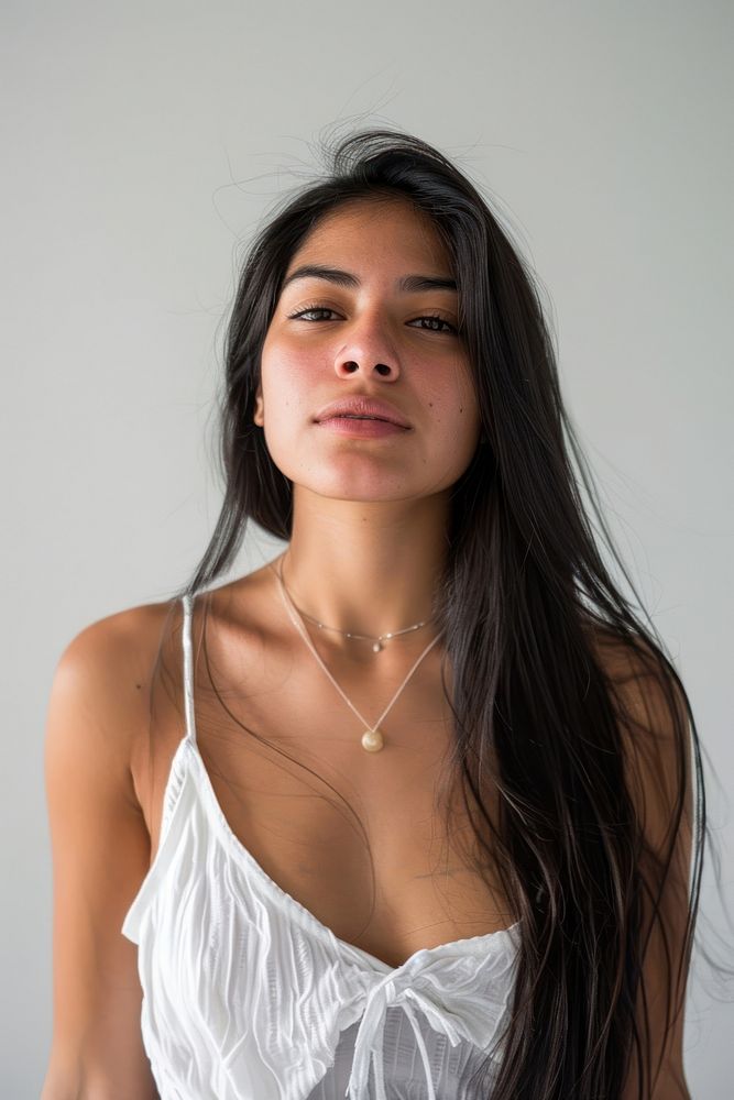 Latin woman portrait necklace jewelry.