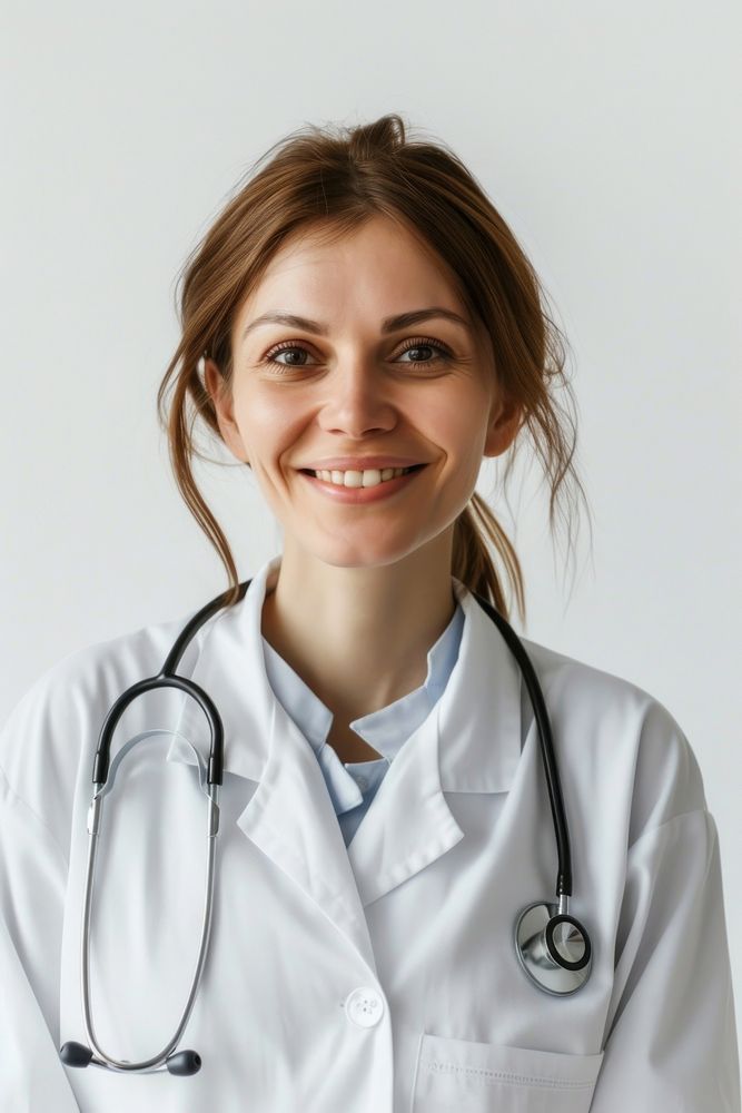 Smiling medical doctor woman with stethoscope portrait smiling adult.