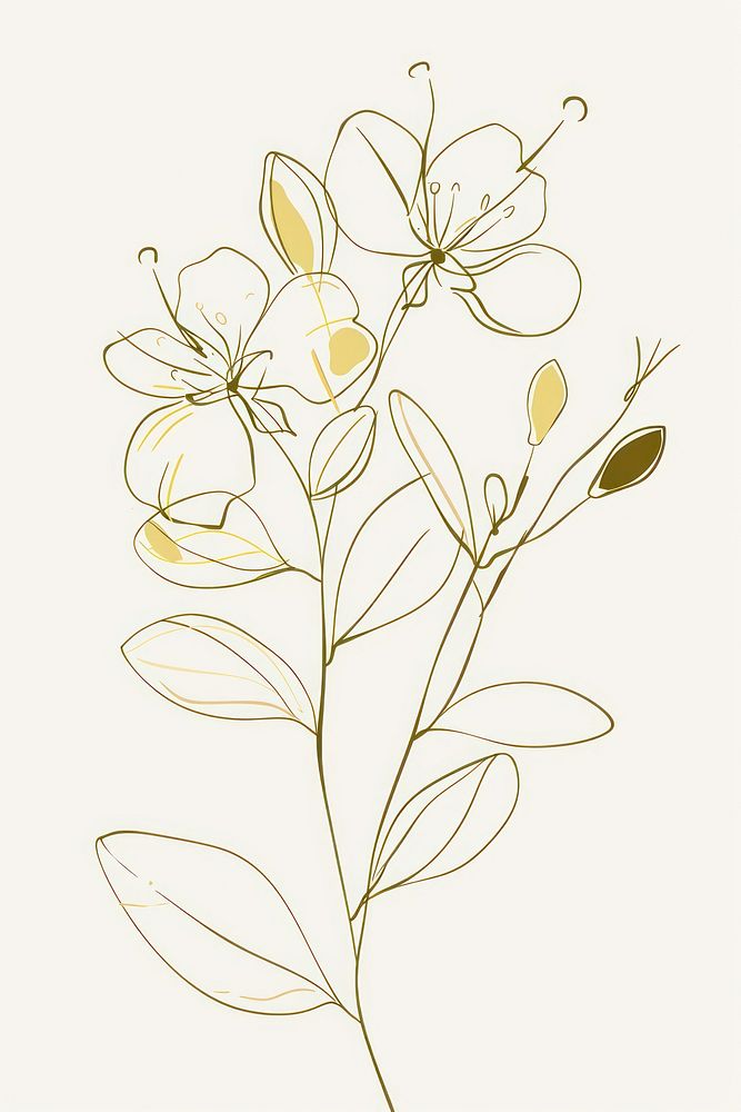 Single line drawing jasmine pattern flower sketch.