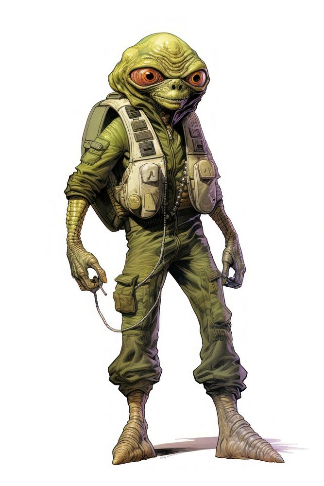 Military adult alien white background.