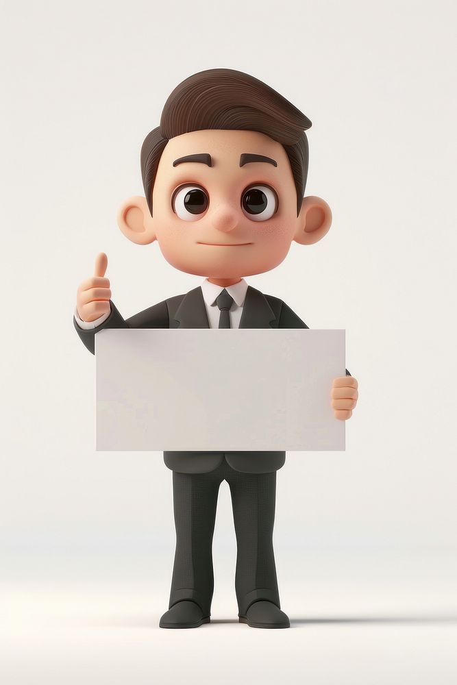 Business man holding board standing person people.
