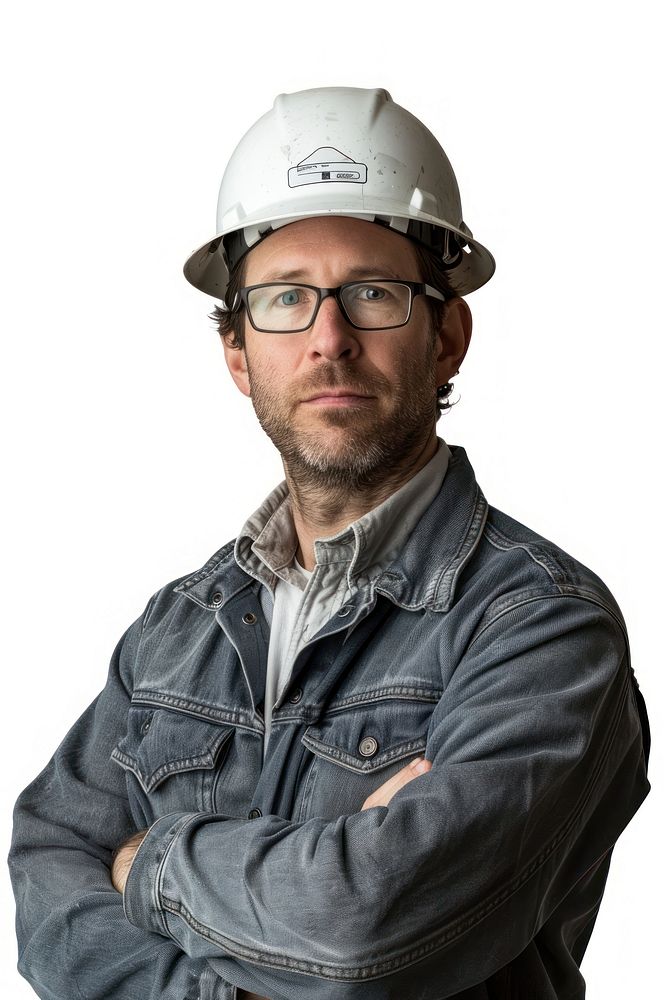Industrial engineer portrait hardhat helmet.