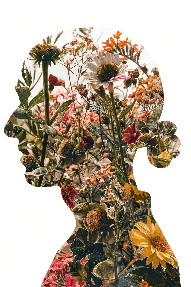 Person is gardening flower pattern collage.