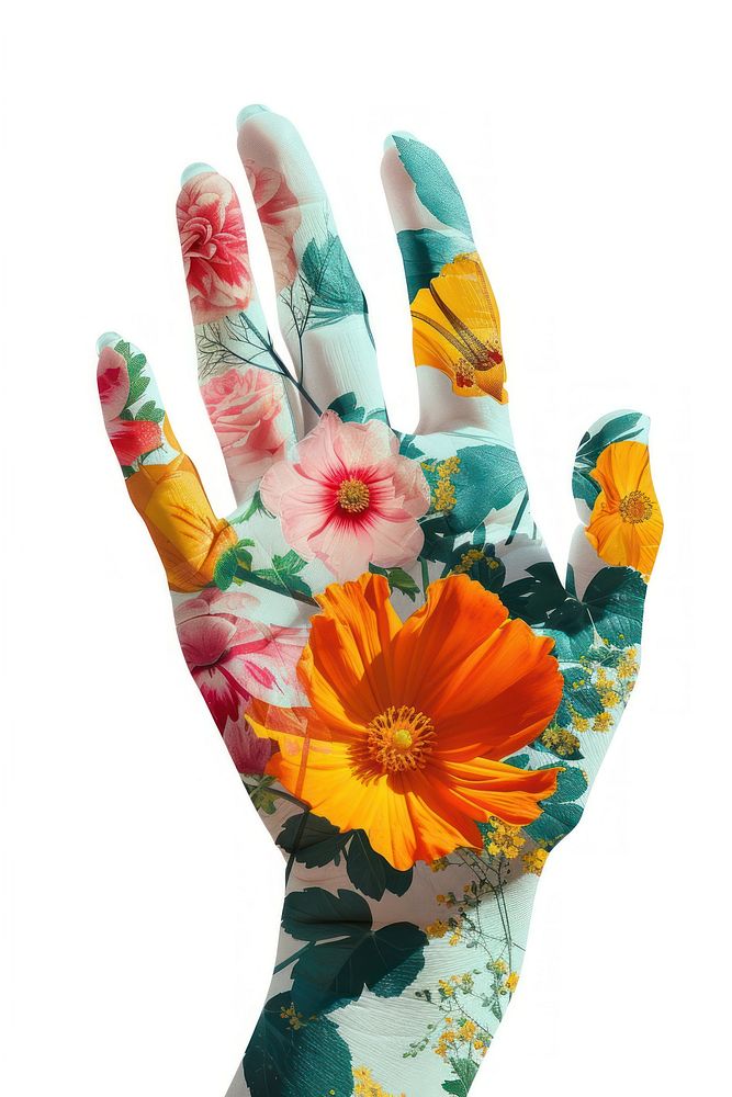 Flower Collage hand pattern finger flower.