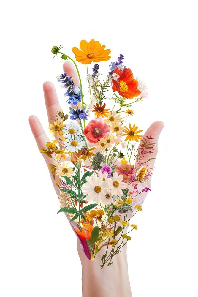 Flower Collage hand flower pattern finger.