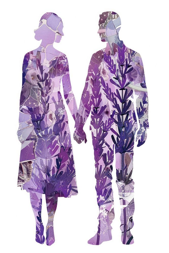 Lavender Collage couple pattern adult | Premium Photo Illustration ...