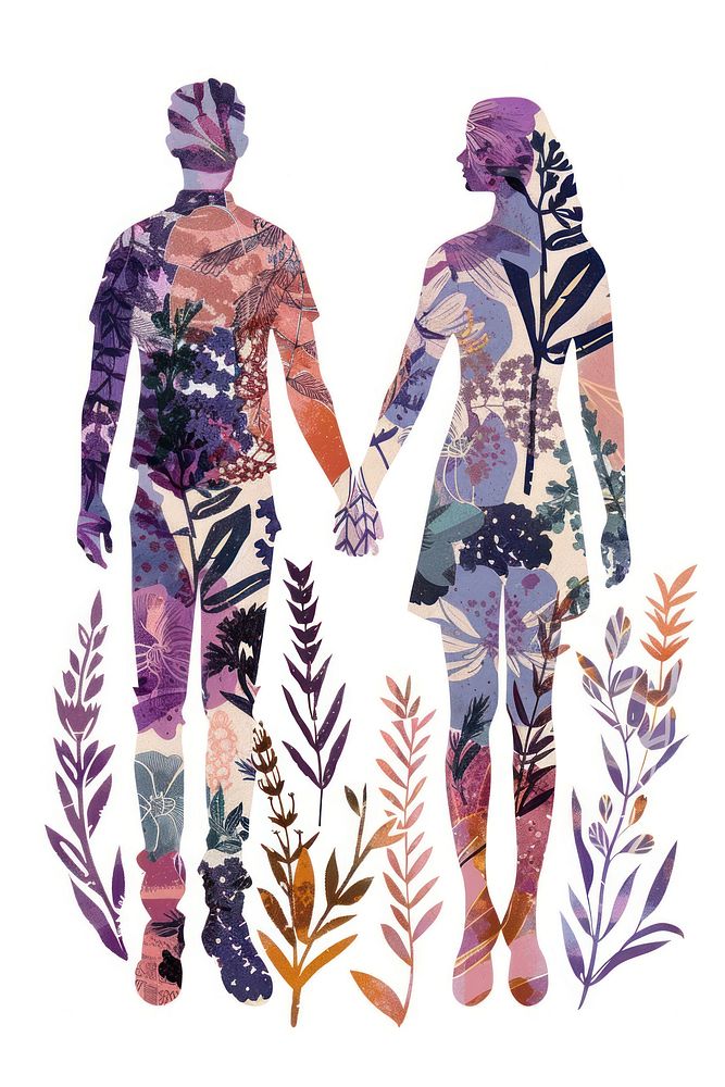 Lavender Collage couple pattern adult | Free Photo Illustration - rawpixel