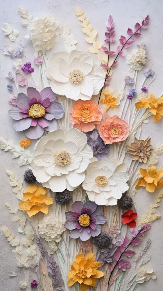White mulberry paper textured flower pattern craft.