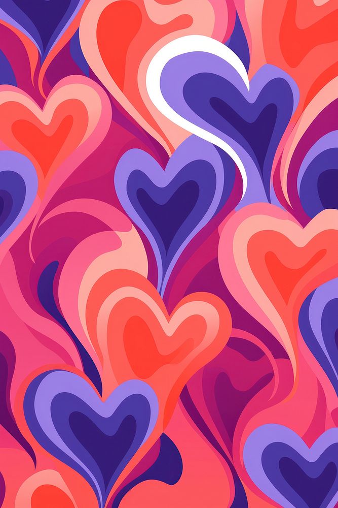 Heart pattern with different colors line pink backgrounds.