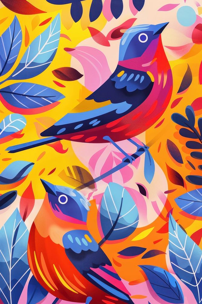 Colorful bird on contrast background art backgrounds painting.