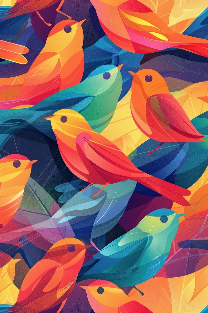 Colorful bird on contrast background art backgrounds pattern.
