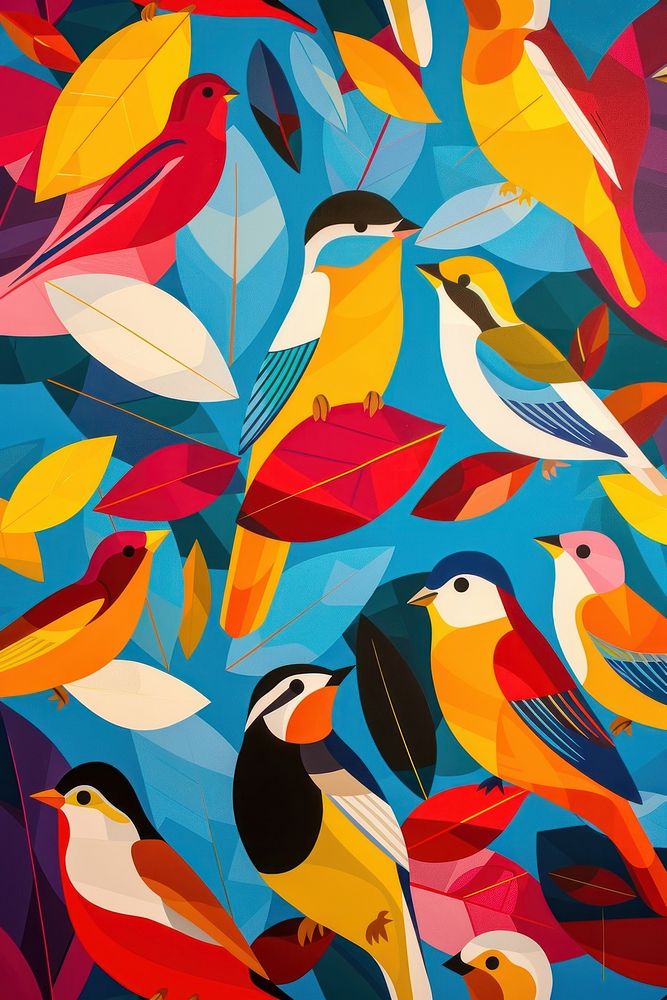 Colorful bird on contrast background art backgrounds painting.