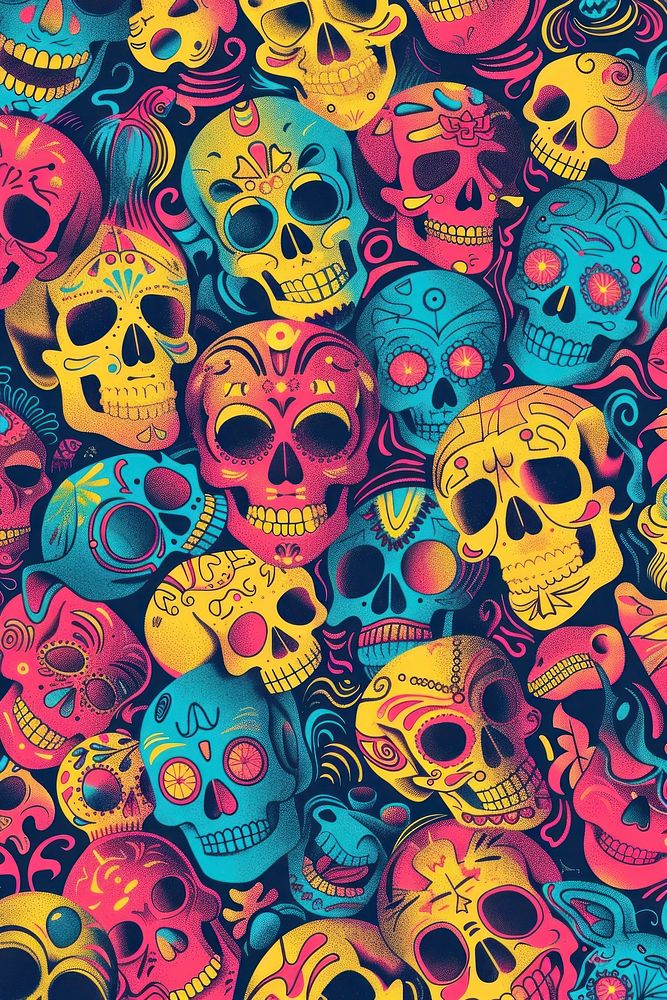 Colorful bones on contrast background art backgrounds pattern.