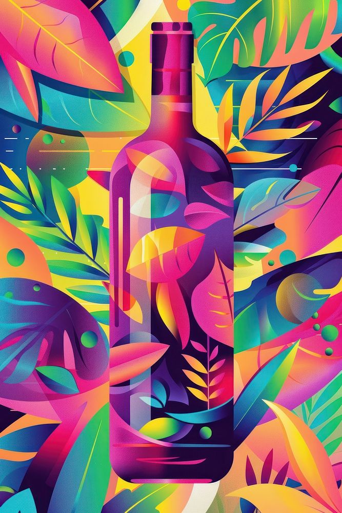 Colorful bottle on contrast background art backgrounds drink.