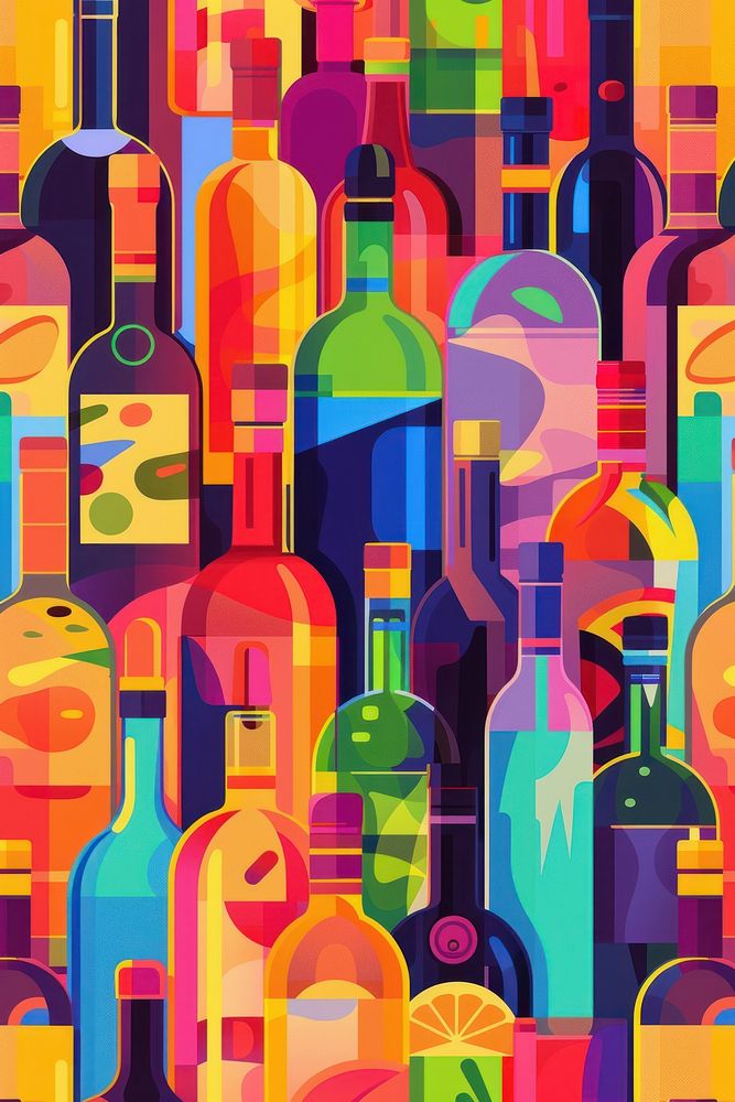 Colorful bottle on contrast background backgrounds drink wine.