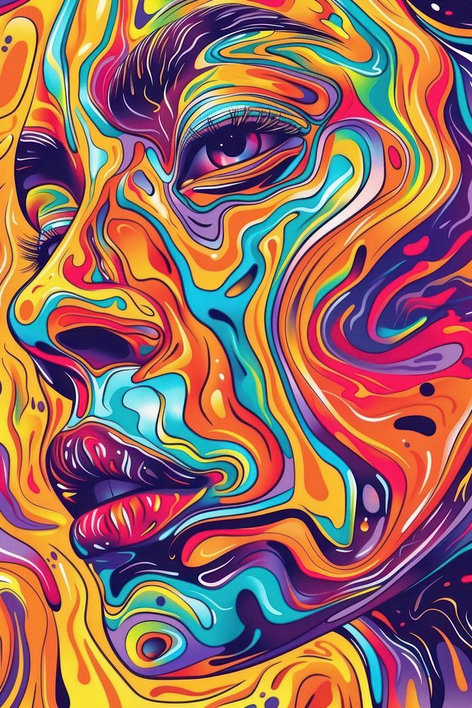 Colorful face on contrast background art backgrounds painting.