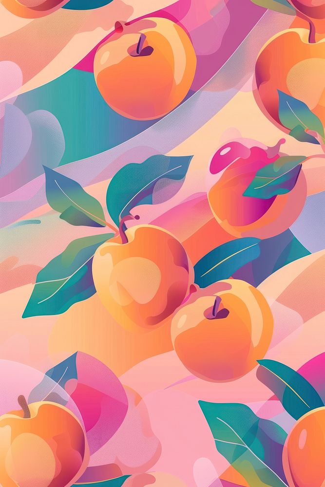 Colorful peach on contrast background backgrounds fruit plant.