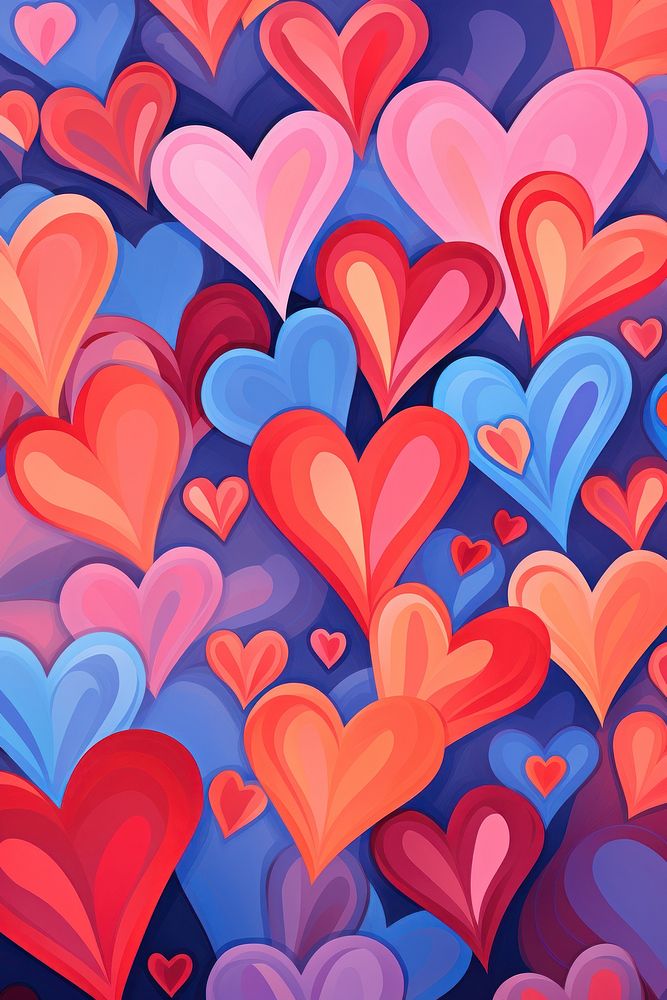 Hearts on a red background backgrounds pattern blue.
