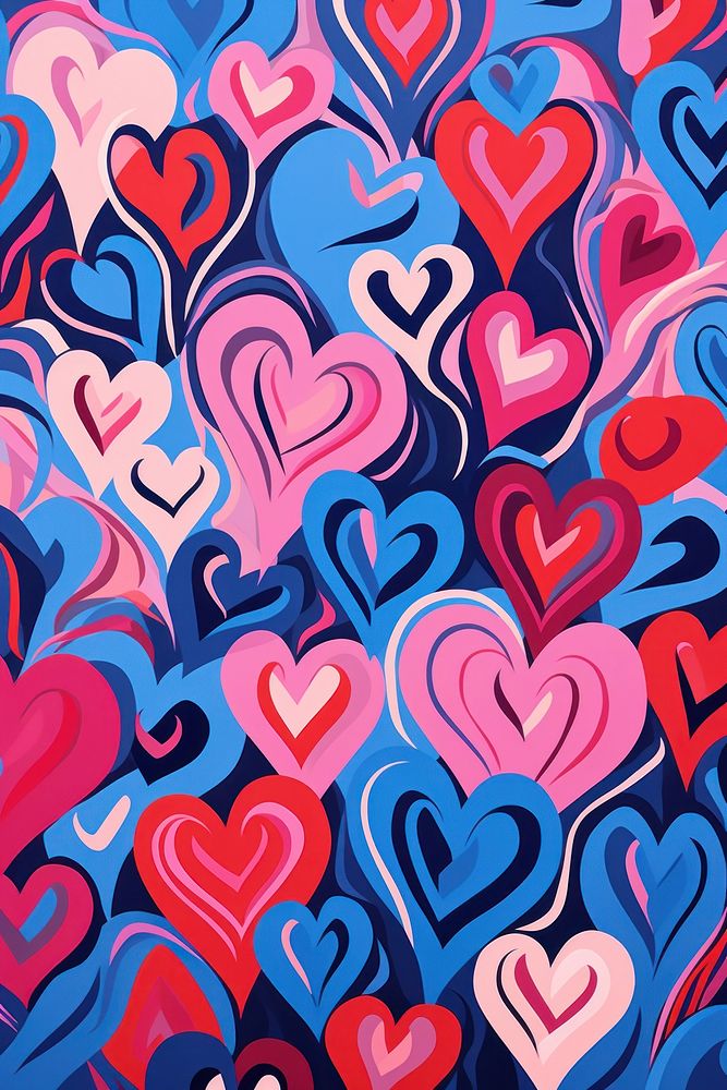 Hearts on a red background backgrounds pattern cartoon.