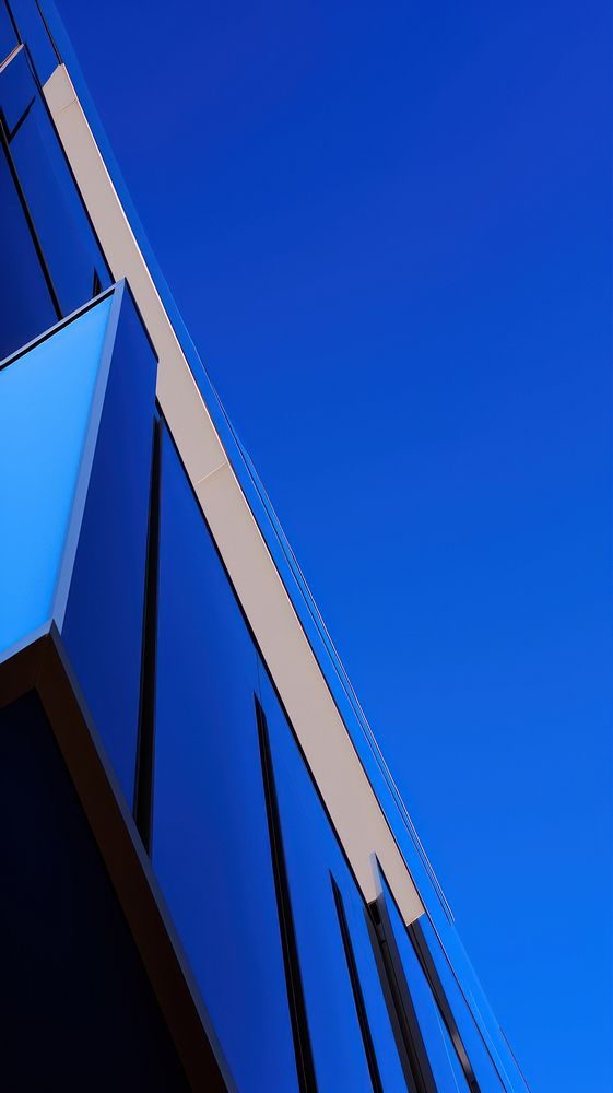 High contrast office building blue architecture outdoors.