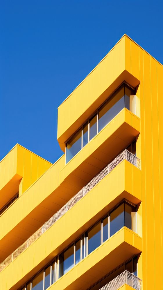 High contrast office building architecture yellow city.