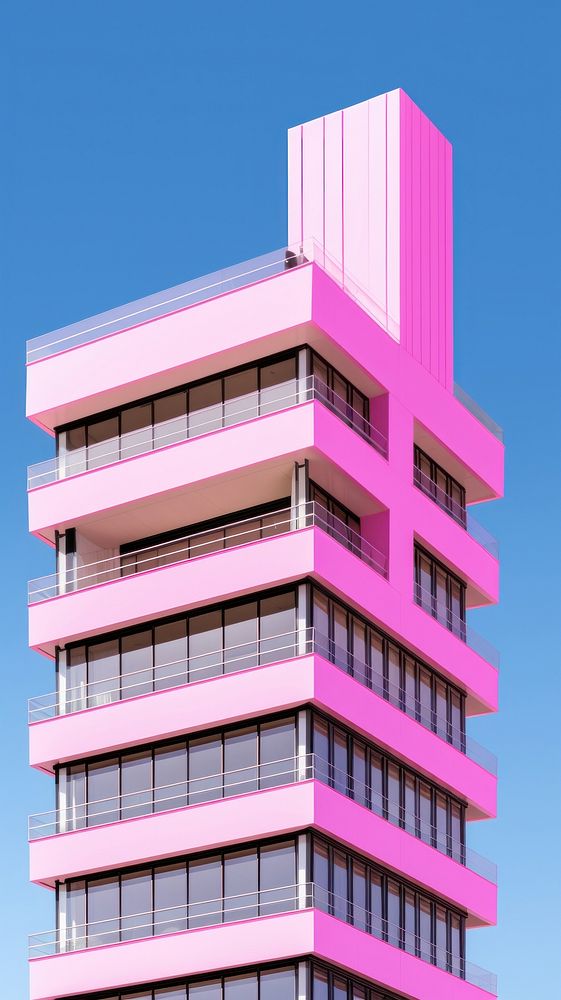 High contrast office building architecture city pink.
