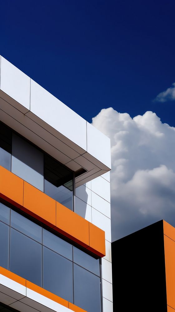 High contrast office building architecture outdoors cloud.