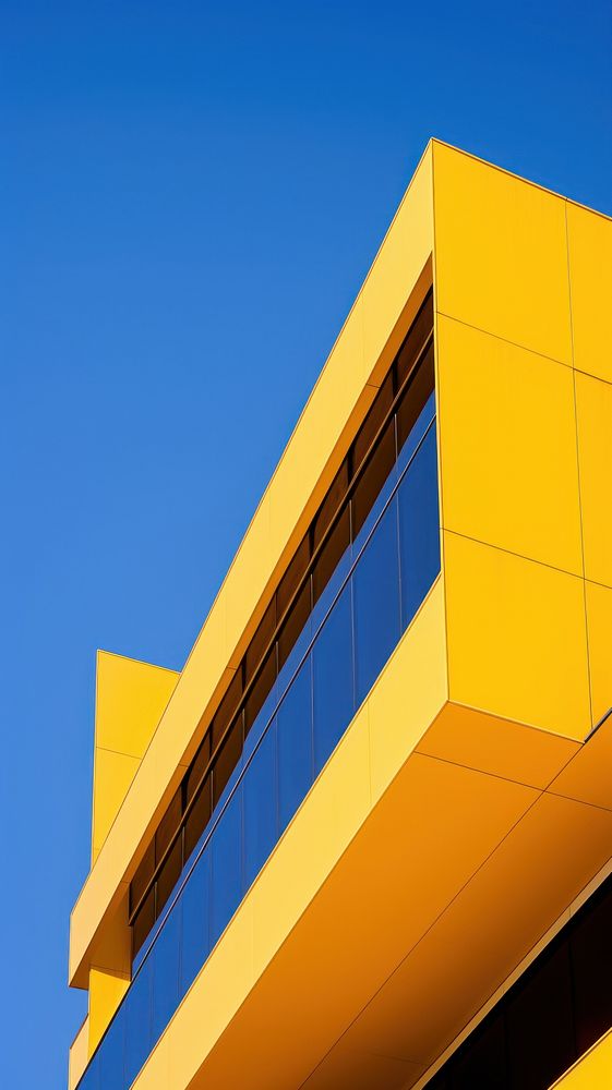 High contrast office building architecture outdoors yellow.