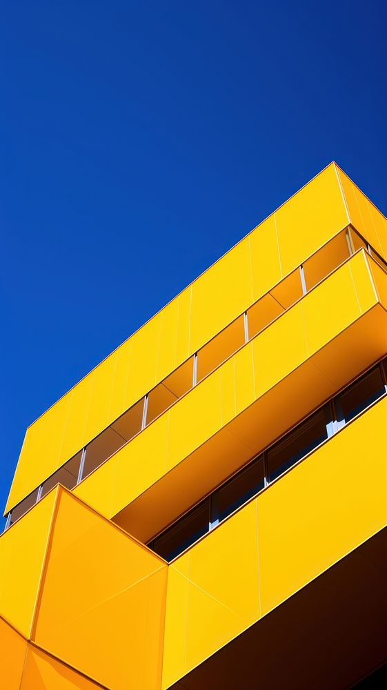 High contrast office building architecture outdoors yellow.