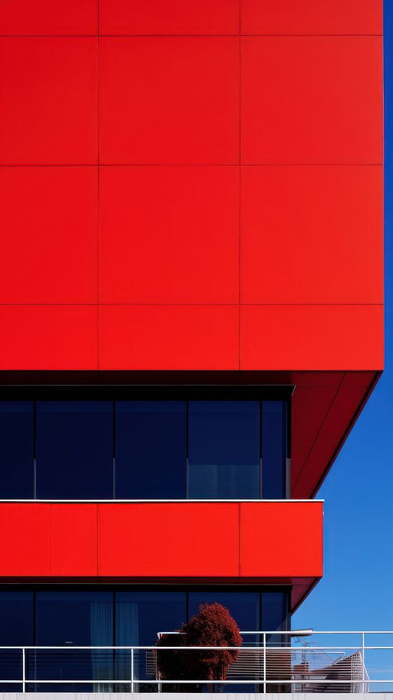 High contrast office building architecture city red.