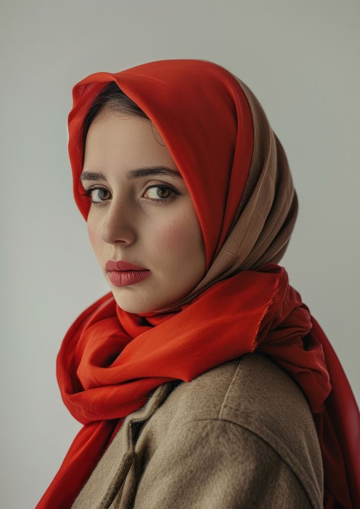Common Bosnia muslim woman portrait scarf photo.