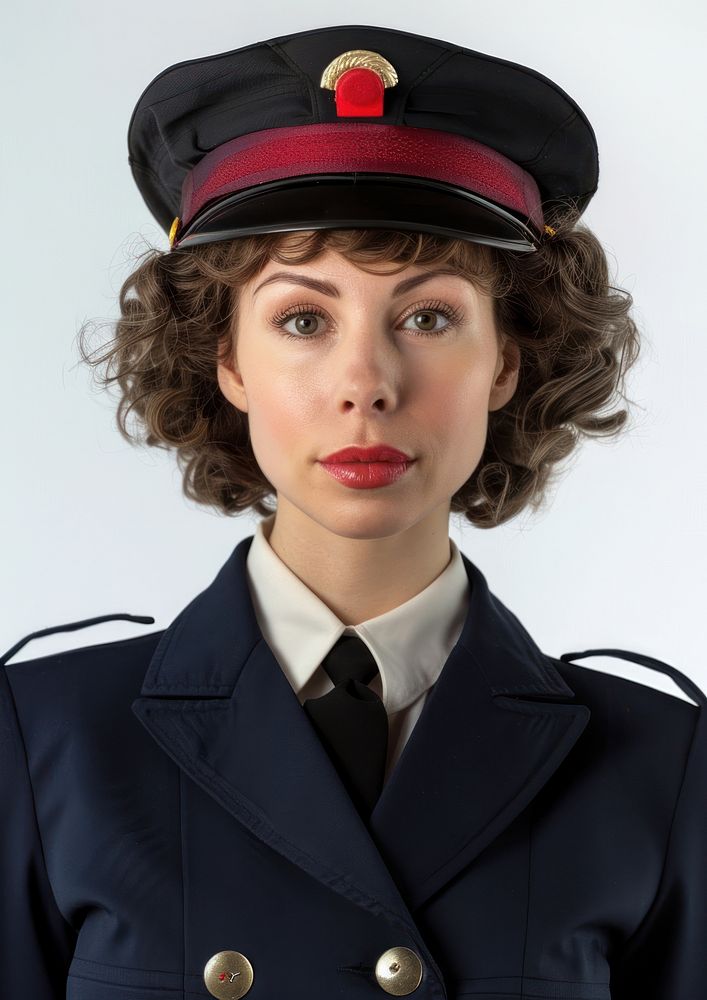 Common woman wearing random career uniforms portrait military adult.
