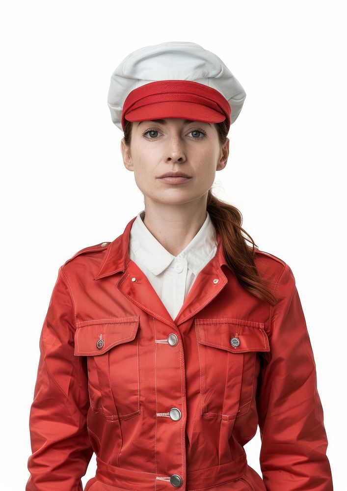 Common woman wearing random career uniforms portrait jacket coat.