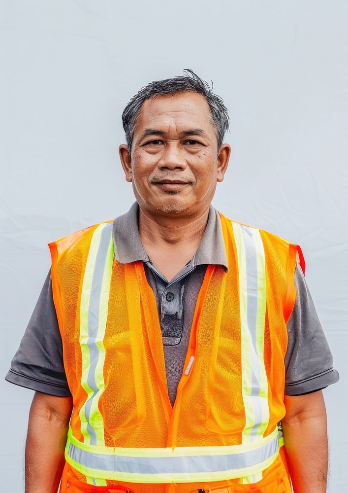 Thai man volunteer portrait adult vest.