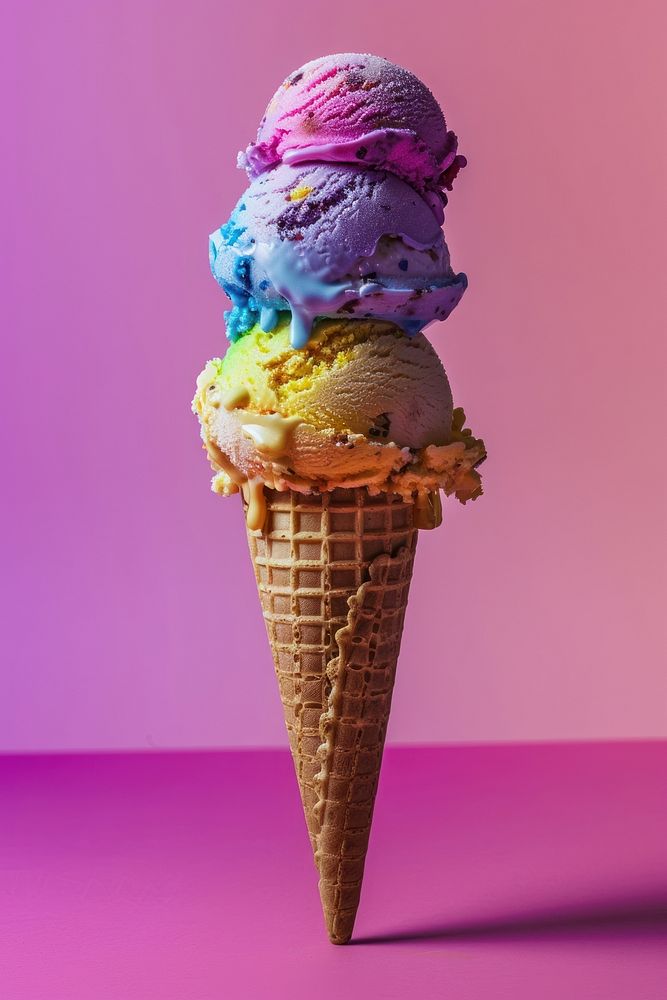 Photo of ice cream cone dessert food chocolate.