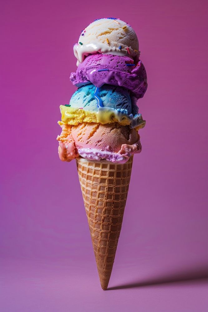 Photo of ice cream cone dessert food freshness.