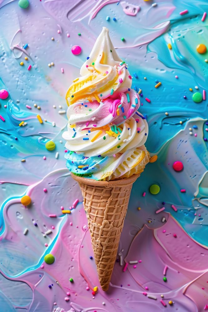 Photo of ice cream cone dessert food cake.