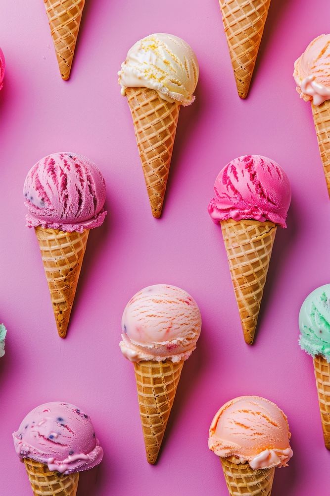 Photo of ice cream cones backgrounds dessert food.