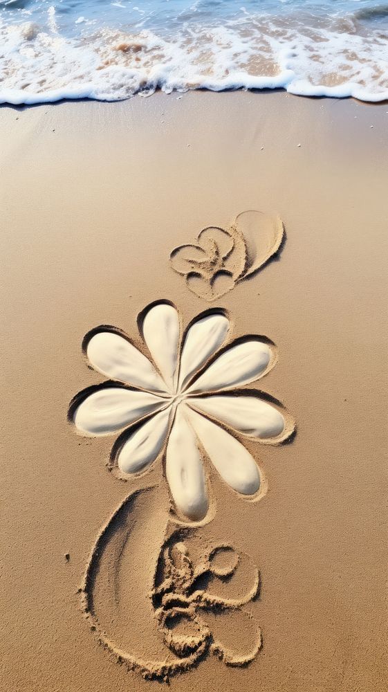 Flower doodle finger-drawing footprint outdoors nature.