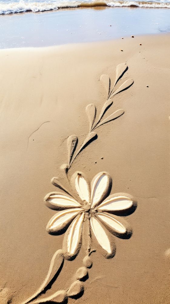 Flower doodle finger-drawing beach outdoors nature.